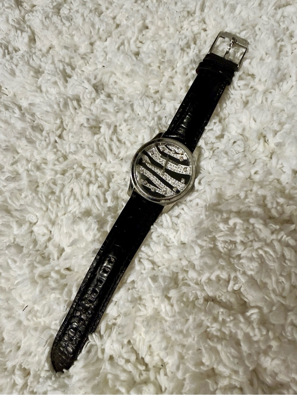 Michael Kors (MK5510) Zebra Crystal Watch Black Leather Strap